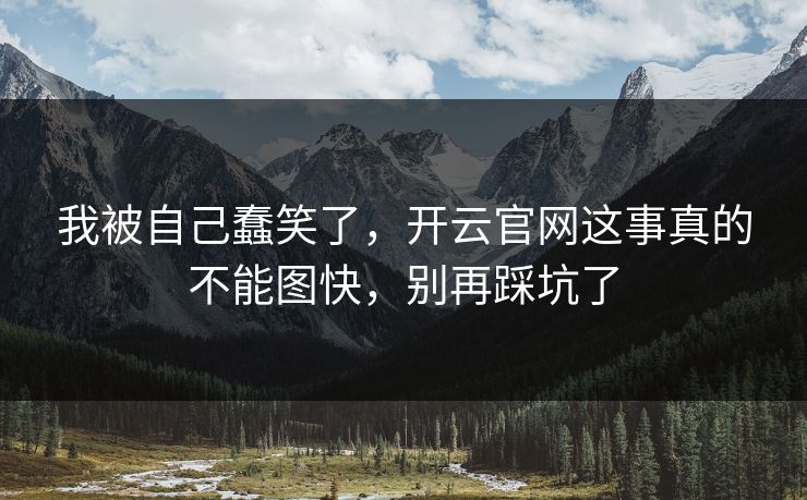 我被自己蠢笑了,开云官网这事真的不能图快,别再踩坑了 我被自己蠢笑了,开云官网这事真的不能图快,别再踩坑了