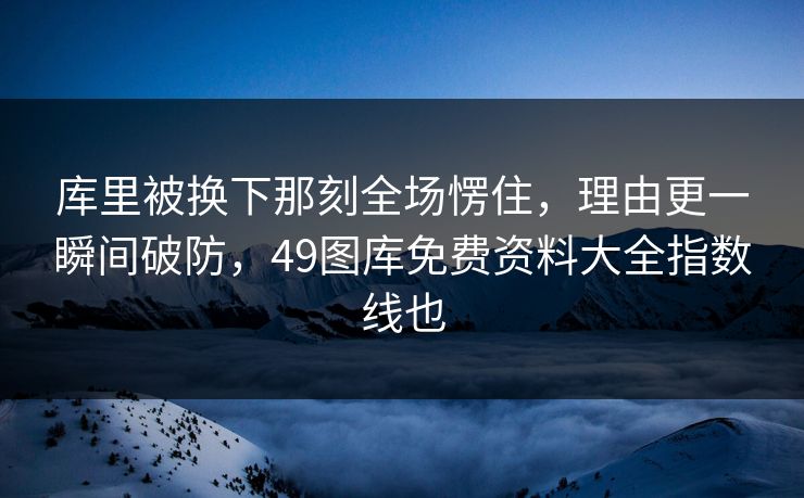 库里被换下那刻全场愣住，理由更一瞬间破防，49图库免费资料大全指数线也