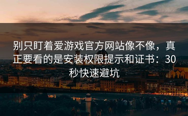 别只盯着爱游戏官方网站像不像，真正要看的是安装权限提示和证书：30秒快速避坑